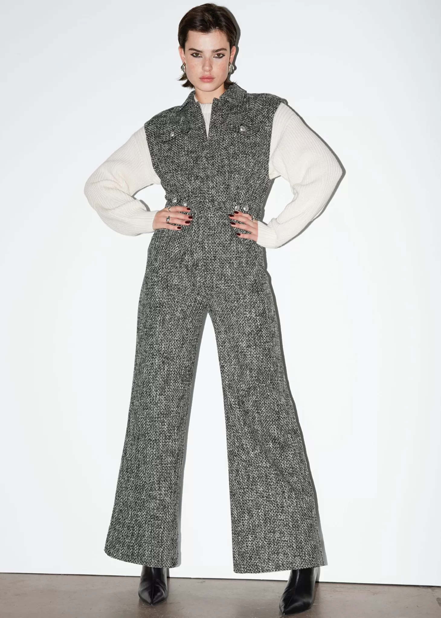 Kvinnor & Other Stories Byxor | Vid Armlos Jumpsuit I Tweed